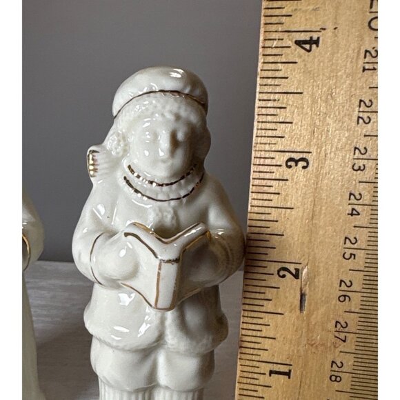 Vintage Ceramic Christmas Caroler Figurines  3 3/4" Gold Accents Set of 2 - Picture 8 of 8